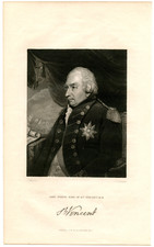 JOHN JERVIS 1st EARL OF ST VINCENT, British Admiral, 1829 Steel Engraving 9658 picture