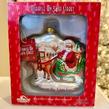 Vtg Kurt Adler Macy's Miracle On 34TH Street Sleigh Christmas Glass Ornament Box picture
