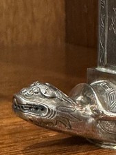 Unusual Antique Chinese Silver Salt Shaker, Turtle carrying a Tower on back. picture