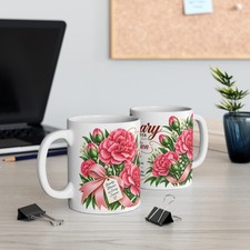 January Birth Flower Carnation Mug | Pink Carnations, Birth Month Coffee Cup picture