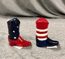 Mini Patriotic Boots USA Salt And Pepper Shakers picture