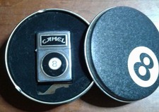 1990's Camel Black Ball 8 Zippo Cigarette Lighter in Original Tin - Never Fired picture