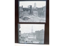 1933 Boston Station Demolition Custom House Tower Ruins Glass Negatives (2) OOAK picture