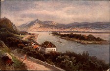 Rolandseck Hotel Colony Rhine River Germany landscape vintage art postcard k111 picture