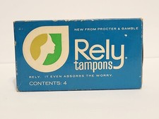 RARE Rely Tampons BRAND NEW SEALED VTG 1970s Proctor Gamble Box Movie Prop 4 Ct picture