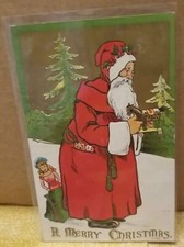 Santa Claus Merry Christmas Greetings with Toys c1908 Postcard Used picture