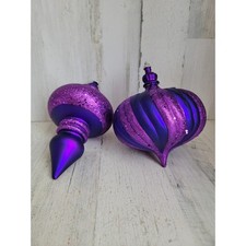 Large glitter purple abstract shatterproof unique set Xmas decor picture