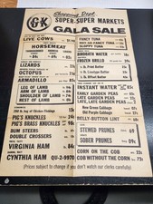 Vintage G&K Super-Super Markets Gala Sale Flyer Oddity Ephemera picture