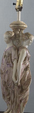 Figural Greek Ceramic Table Lamp Painted Neoclassical Beige Purple picture