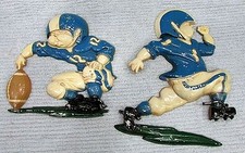 Two Kids Playing Football Pair 1976 HOMCO Metal Plaques Wall Hangings FREE S/H picture