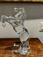DAUM: Large, Majestic, Rearing Stallion Sculpture, Signed, Crystal. France. picture