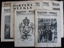 LOT OF 9 1891-1901 HARPER'S WEEKLY NEWSPAPERS-POLITICS-RELIGION-FASHION-SPORTS picture