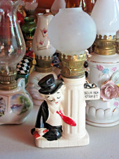 VTG Mini Oil Lamp Drunk Party-goer,Bourbon St. Red Tie & Bottle, White Pole picture