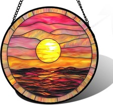 Stained Glass Window Hanging, Sunrise Sea Surface Sun Catchers Diamond picture