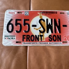 2002-2004 Mexico License Plate Vintage Sonora Mexican 🇲🇽 Front Tag # 655 SWN 3 picture
