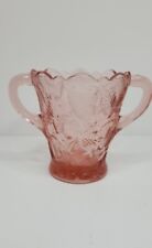 Vintage pink Depression Glass Strawberry Double Handle Vase Bowl picture