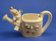 Lefton's Elf Ceramic Watering Can Figurine with Floral Accents, 5047N picture