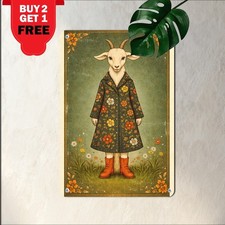 Quirky Farm Goat Wearing Floral Coat Tin Sign Vintage Humorous Animal Wall Art picture