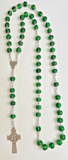 Vintage Oversized Irish Celtic Rosary Kelly  Glass Glass Beads  Celtic Cross 24
