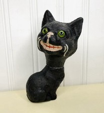 Antique German Black Cat Composition Candy Container RARE  Vtg Halloween  picture