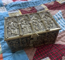 Vintage Erhard & Sohne Gothic Revival Music Casket Box Jewelry Germany NO key picture