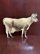Antique De Laval Tin Die Cut Cow Advertising Cream Separator Vintage 1920 Read picture