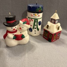 Vintage CHRISTMAS Candle Lot Of 3 Snowmen  picture