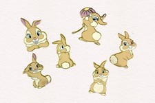 Disney Miss Bunny Enamel Pin Set of 6 Poses Cute Die-Cut Badge Collection picture