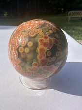 165g natural druzy orbicular ocean jasper 8th vein polished crystal ball picture