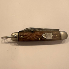 Vintage Ulster Knife Co Boy Scout jigged bone handles 4 Blade picture