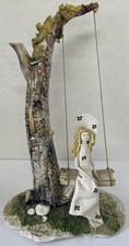 Ceramic Girl On A Swing Made In Italy Signed W. Cabrelli picture