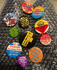 Vintage Pin Lot of 11 Counter Culture Pinback Button Terminator  Rocky  picture