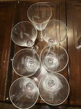 Vintage Laurel Wreath Etched Fluted Wine Glass Set Of 7 picture