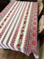 High-quality linen tablecloth Festive tablecloth in Ukrainian style Embroidered picture