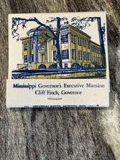 Vintage Cliff Finch Mississippi Governor’s Mansion Matchbook Full Matches 1970s picture