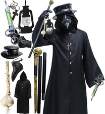 Plague Doctor Bird Mask and Hat Combo Set Halloween Costume Steampunk Cosplay Pr picture
