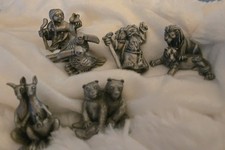 6 Vtg 1981 Hudson Pewter Lot Noah Wife Bears Parrots Kangaroos Lions  Noah's Ark picture