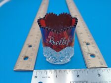 Antique SOUVENIR Ruby Red Flash Etched Vtg Glass 'Bellefontaine' OH. 2