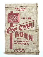 VINTAGE HYBRID POP CORN CANVAS 5# BAG KORN INC. NORTH BEND NEBRASKA picture