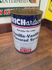 CR1- Rare antique  Richardson  Vanilla Syrup Can 1 gallon picture