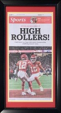 Patrick Mahomes Super Bowl LVIII KC Star Framed Newspaper - High Rollers picture