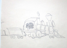 1950 CASEY JR   STEAM TRAIN  WALT DISNEY ORIGINAL animation PRODUCTION DRAWING picture