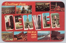 Vintage Greetings from Denver Colorado Multi-View Linen Postcard 1967 picture