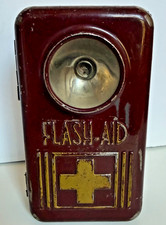 Vintage Lewyt FLASH-AID Combination Flashlight First Aid Kit Metal Case Art Deco picture