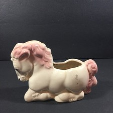Vintage 1950's Mid Century Horse Planter American Pottery Pink Cream Small picture