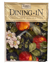 Vtg TOBIN DINING-IN Cotton Oval Tablecloth Apple Blossoms, NEW Made in Turkey picture