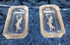 Rare Signed Heinrich Hoffmann Art Deco Czech Glass Salt Cellars Intaglio Pair picture