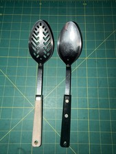 Vintage EKCO Forge Montag Thomas Stainless Steel Serving Spoons Lot of 2 USA picture