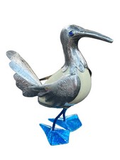 Vtg. M.C.M. Rare Ecuadorian Blue-Footed Booby Figurine Mixed Metal & Tagua Nut picture