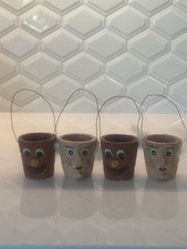 Miniature Face Shaped Clay Pail Bucket - Set of 4 - Creative Co-op picture